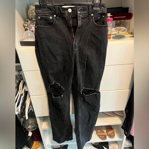 Abercrombie & Fitch Black Straight Men's Jeans with Knee Rips